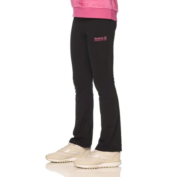 Reebok Girls Flare Leggings Size M (7/8) Black and Pink - Preloved Excellent - Picture 3 of 9